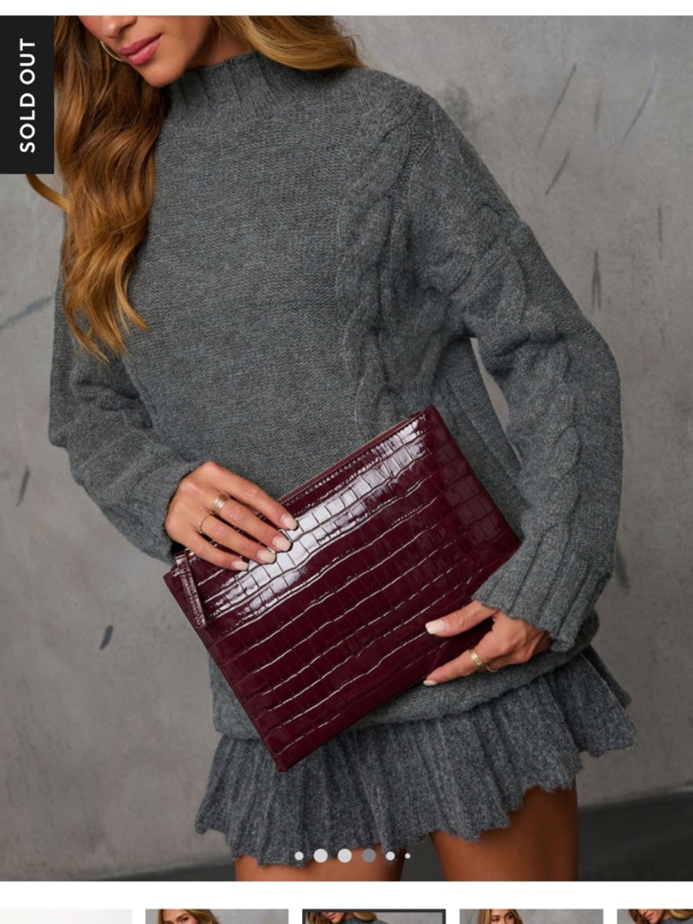 Lulu's Burgundy Croc-Embossed Clutch